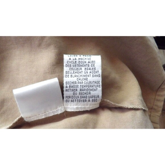 Talbots Petites Size 8 Linen Blend Tan Shift Dress Button Dress Safari Collared - Picture 9 of 13